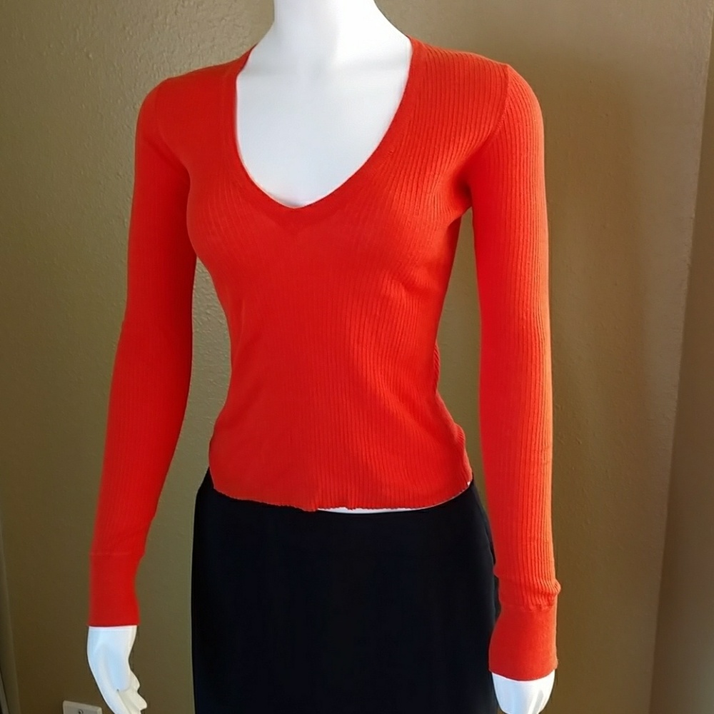 Orange Michael Kors Cotton Top XS Long Sleeve